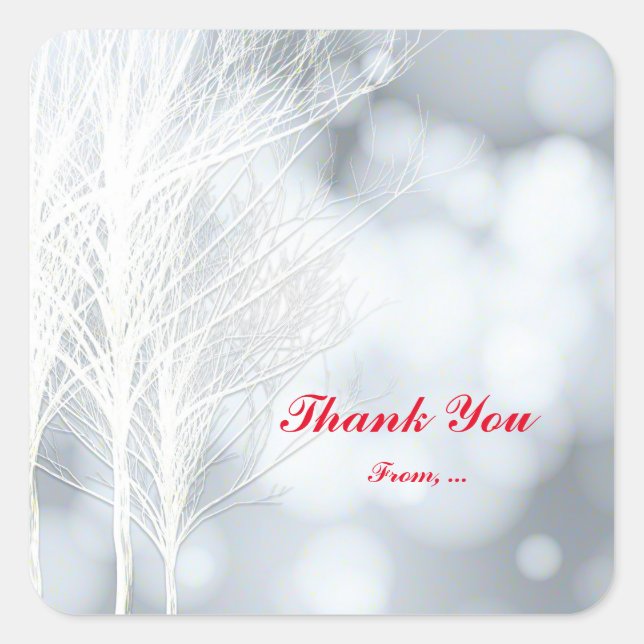 Autocollants de fête de vacances d'arbres blancs d (Devant)