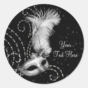 Autocollants de fête masquée noir élégant