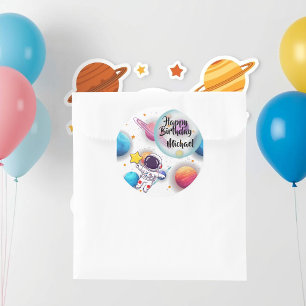 Autocollants de fête personnalisés Astronaute & Pl