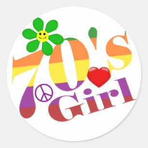 autocollants de fille des années 70 rétros