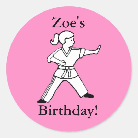 Autocollants De Karate De L Anniversaire De Zoe Zazzle Ca