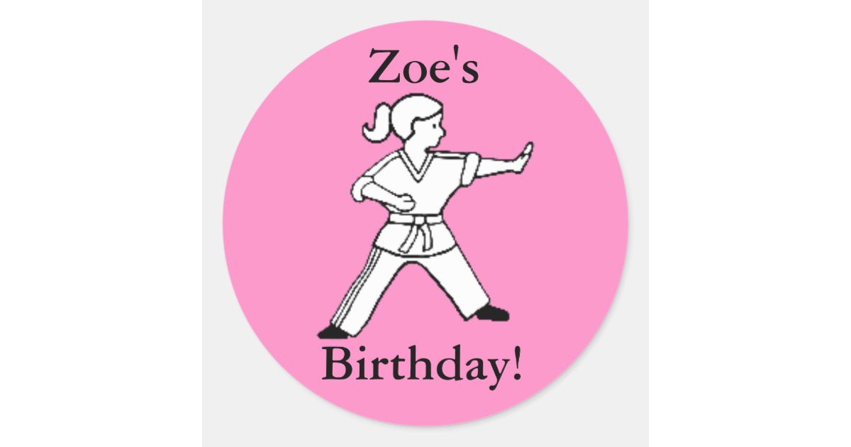 Autocollants De Karate De L Anniversaire De Zoe Zazzle Ca