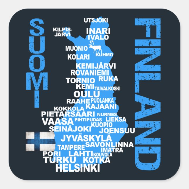autocollants de la carte FINLANDE (Devant)