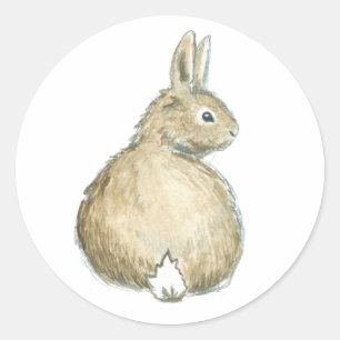 Autocollants de lapin d'aquarelle de région bois