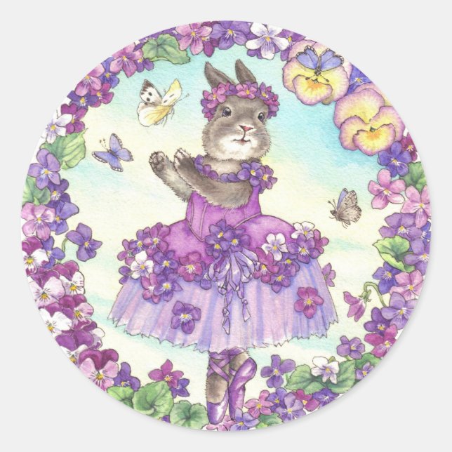Autocollants de lapin de ballerine violets (Devant)