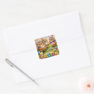 Autocollants de lapin de Pâques Kawaii chouette et