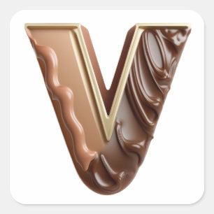 Autocollants de lettre V au chocolat
