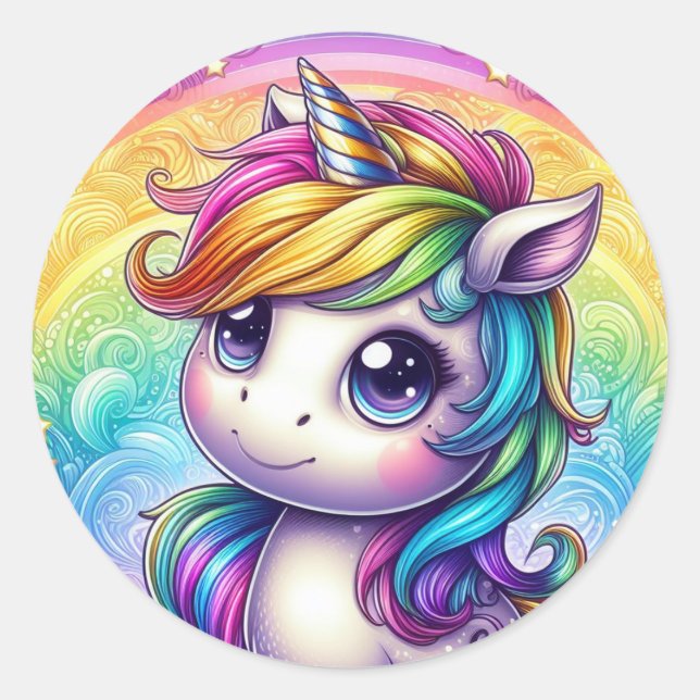 Autocollants de licorne pour bébé arc-en-ciel (Devant)