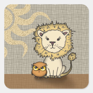 Autocollants de lion et de hibou mignons