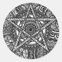 Autocollants de mandala pentagramme noir et blanc