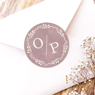 Autocollants de mariage à monogramme rose Cottagec