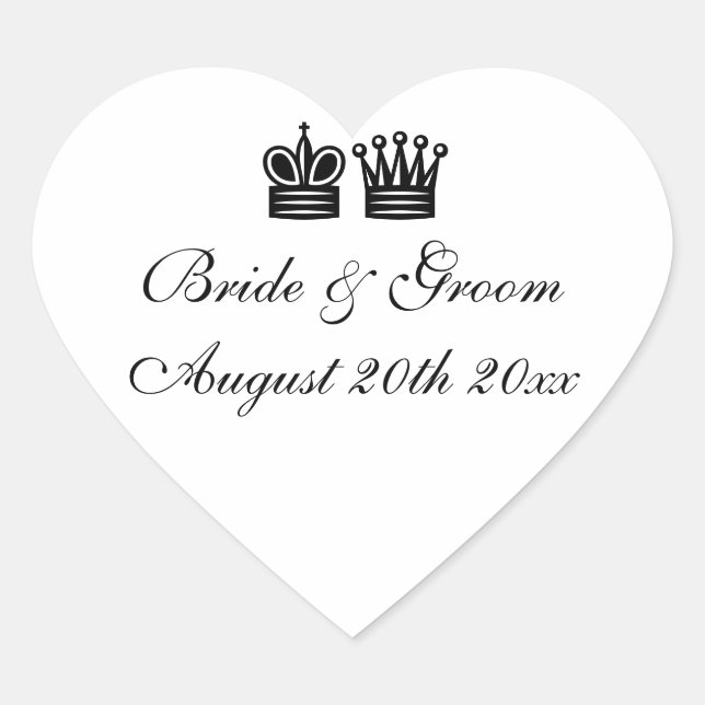 Autocollants de mariage à thème King et Queen (Devant)