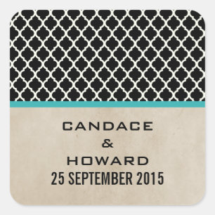 Autocollants de mariage Aqua Chic Quatrefoil