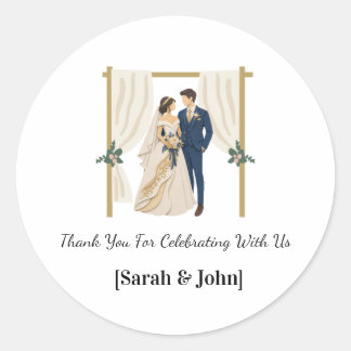 Autocollants de Mariage Bleu Nuit Or