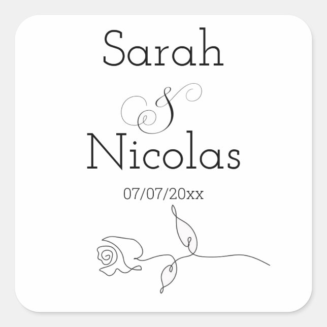 Autocollants de mariage minimaliste personnalisé (Devant)