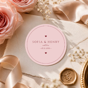 Autocollants de mariage minimalistes modernes rose