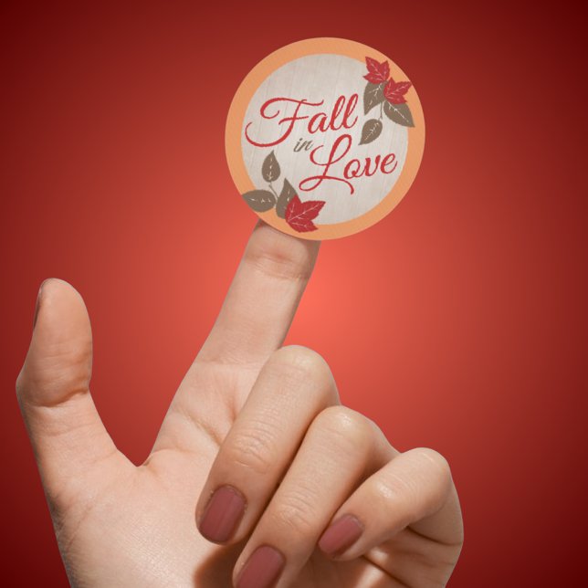 Autocollants de mariage ou de fête prénatale Tombe (Fall Leaves Fall in Love Wedding or Bridal Shower Stickers for Favors, Envelope Seals & More)