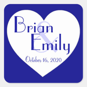 Autocollants de mariage personnalisés de coeur ble