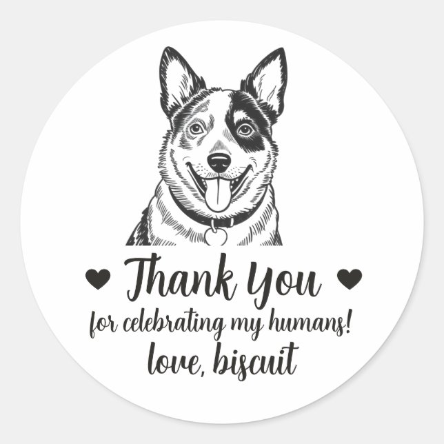 Autocollants de mariage personnalisés pour chien B (Devant)