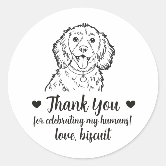 Autocollants de mariage personnalisés pour chien S (Devant)