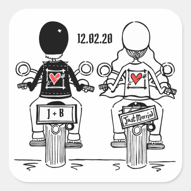 Autocollants de mariage pour motocyclette personna (Devant)