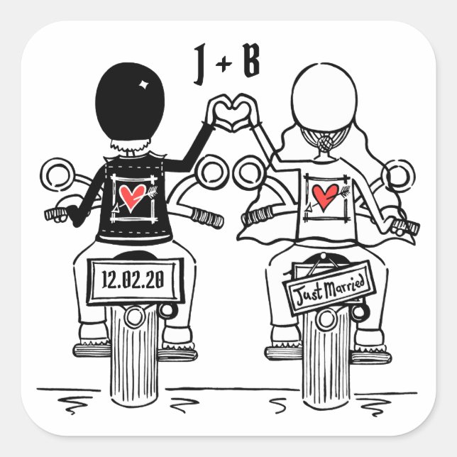 Autocollants de mariage pour motocyclette personna (Devant)