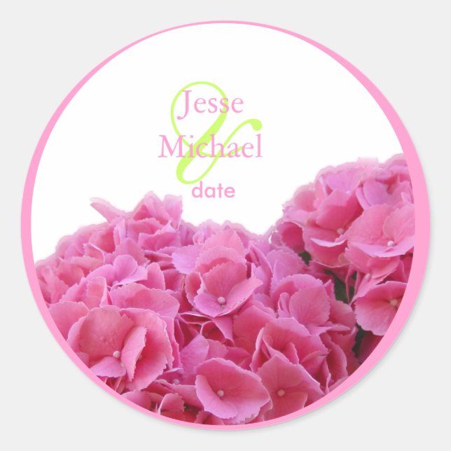 Autocollants de mariage rose Hydrangea, garniture  (Devant)