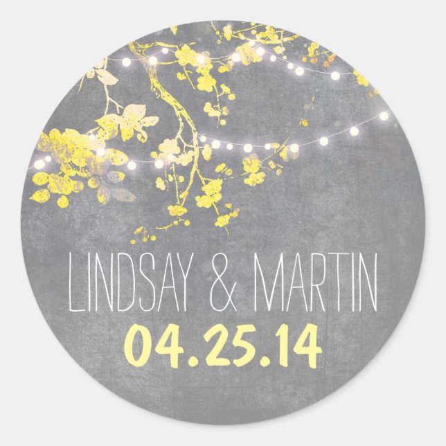 autocollants de mariage sceau avec lumières à cord (Devant)