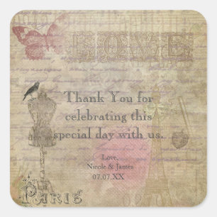 Autocollants de mariage vintage Paris chic