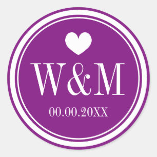 Autocollants de mariage violet foncé
