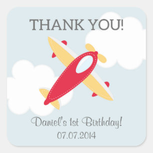 Autocollants de Merci d'anniversaire d'avion