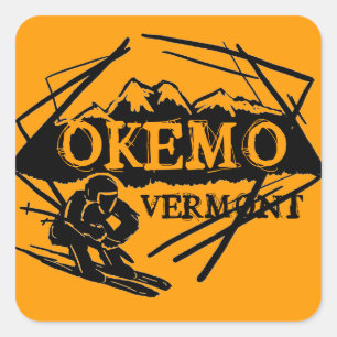 Autocollants de montagne de ski orange Okemo Vermo