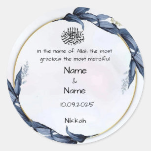 Autocollants de nikkah bleus floraux 