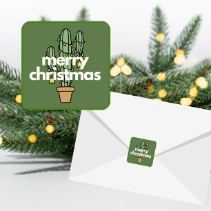 Autocollants de Noël Cactus Joyeux Minimaliste Mod