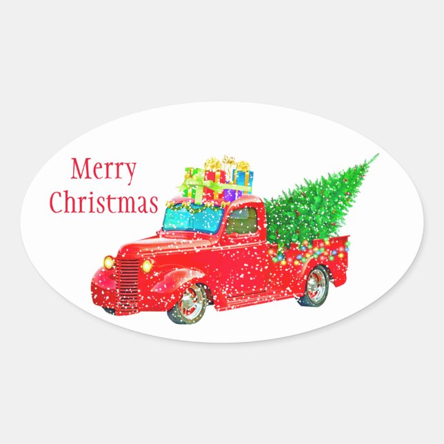 Autocollants de Noël - Camion rouge (Devant)