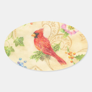 Autocollants de Noël Cardinal de Style Vintage Ova