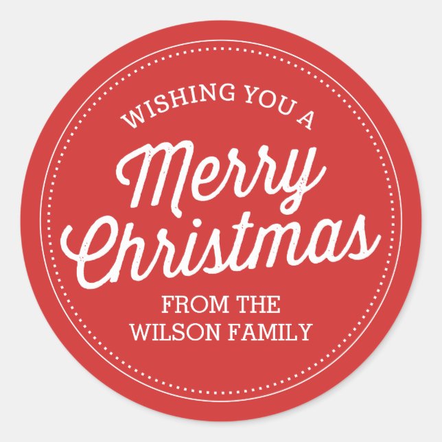 Autocollants de Noël Joyeux Rouge personnalisés (Devant)