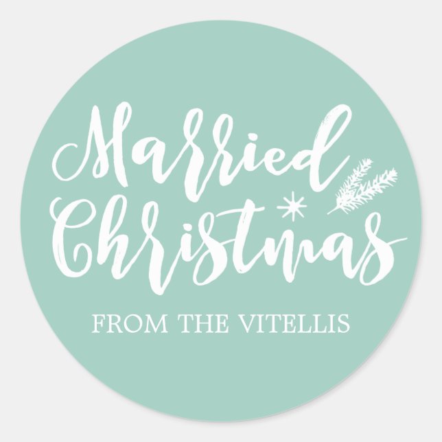 Autocollants de Noël mariés couleur personnalisée (Devant)