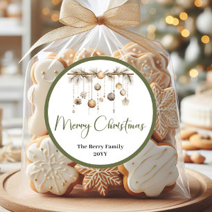 Autocollants de nom de famille Noël Neutre Rustiqu