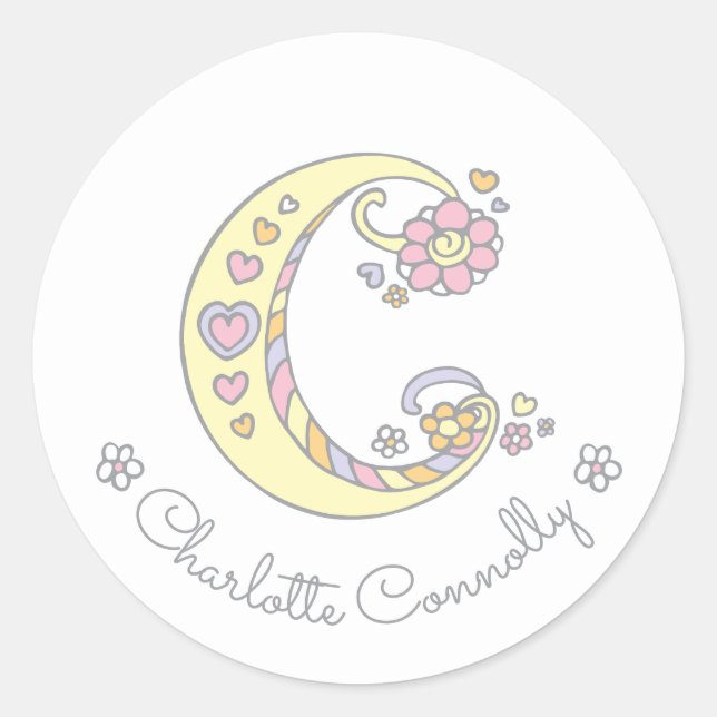 Autocollants de nom d'id personnalisés du monogram (Devant)