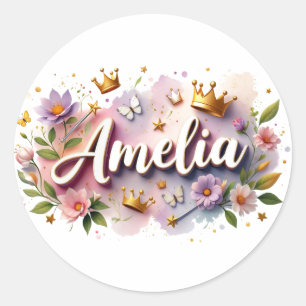 Autocollants de nom floraux de princesse personnal