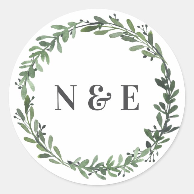 autocollants de nom mariage fleuri à aquarelle feu (Devant)