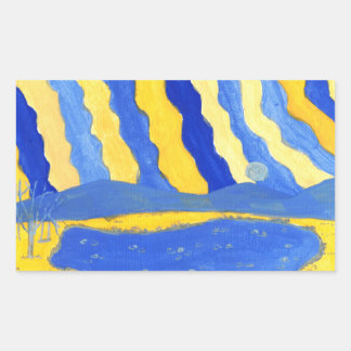 Autocollants de paysage minimaliste bleu et jaune