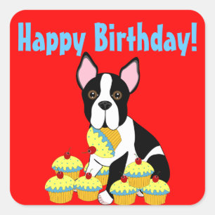 Autocollants de petits gâteaux de Boston Terrier