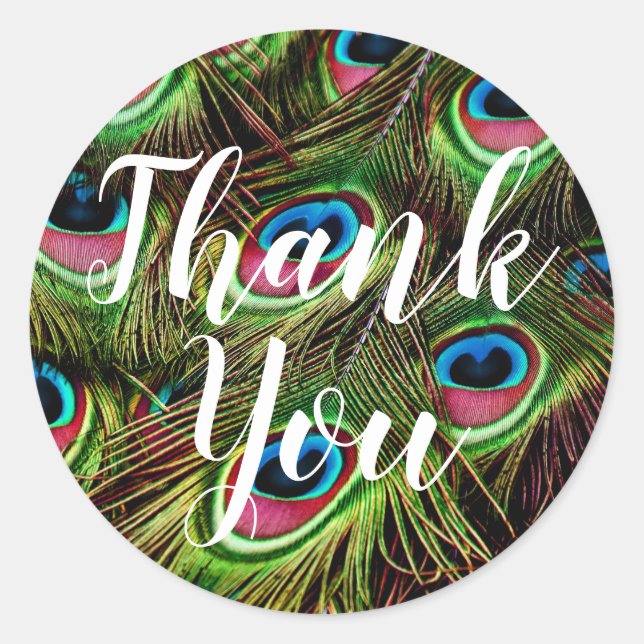 Autocollants de plume de paon Merci (Devant)
