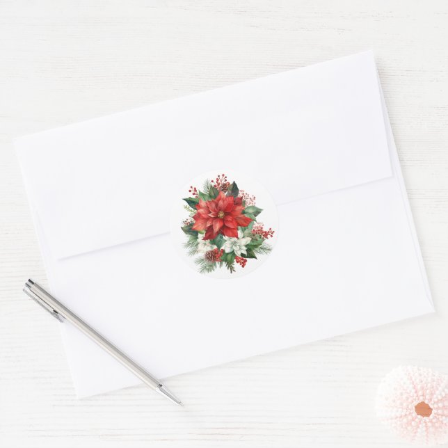 Autocollants de poinsettia de vacances (Enveloppe)