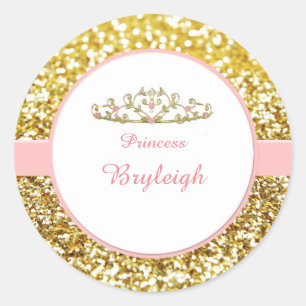 Autocollants de rose et de princesse d'or