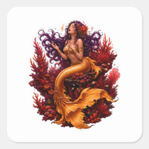 Autocollants de sirène dorée enchanteresse chantan