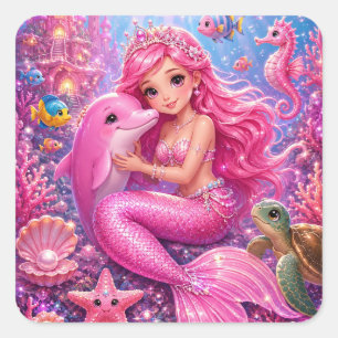 Autocollants de sirène rose magique Princesse Rosa