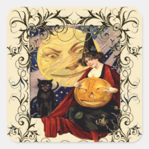 Autocollants de sorcière et de chat noir